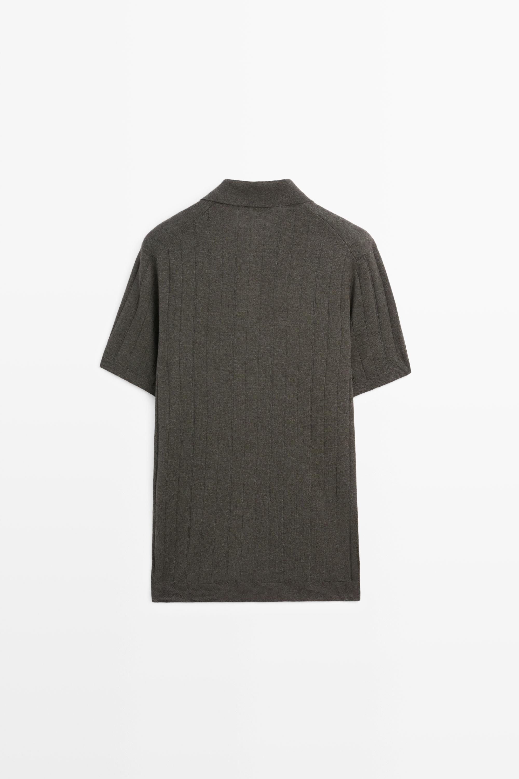 Knit cotton blend polo shirt with short sleeves